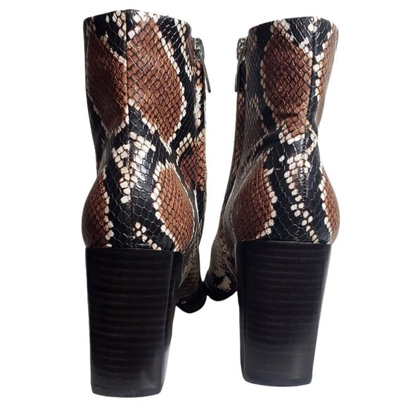 Nine West Womens Brown Snake Print Slip On Pointed Toe Zip Booties Boots Sz 5 M - Picture 6 of 9